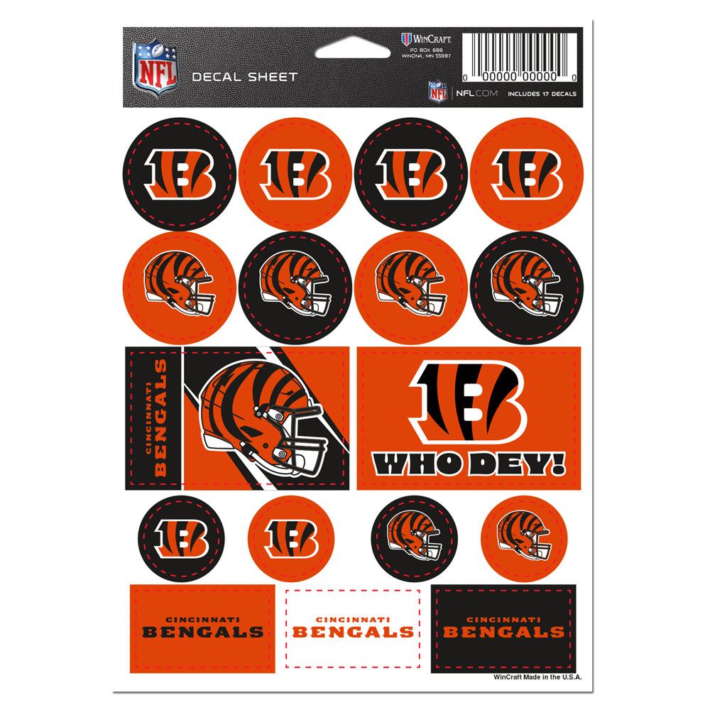 Die Cut Vinyl Sticker Sheet  Cincinnati Bengals