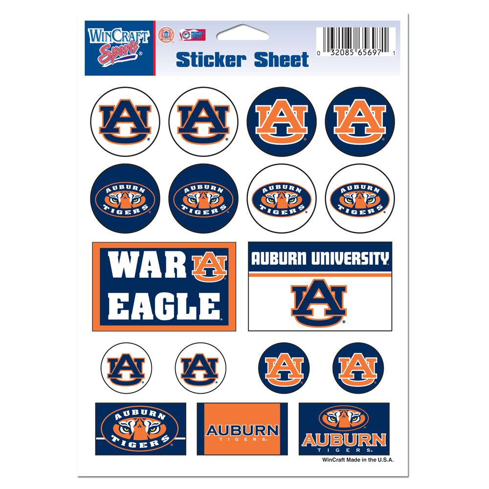 Die Cut Vinyl Sticker Sheet Auburn University