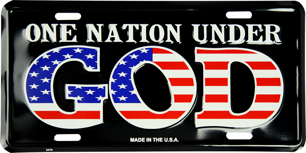 Metal License Plate One Nation Under God