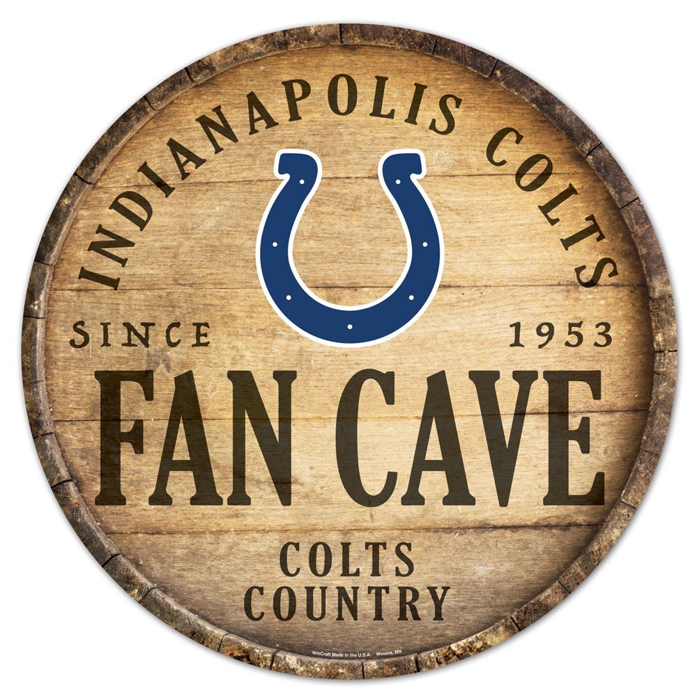 Fan Cave Round Wood Sign Indianapolis Colts