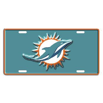 Metal License Plate Logo Miami Dolphins