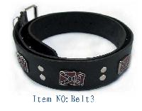 Belt with Weaving Confederate Flag and Flat Studs