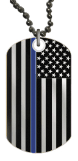 Dog Tag Necklace USA Blue Line 