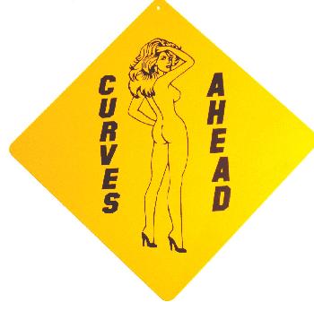 Plastic Crossing Sign Danger Curve Ahead