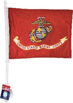 Car Window Flag  12"x18" US Marines Corps Made in USA.