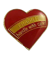 Lapel Pin Fragile, handle with care heart 