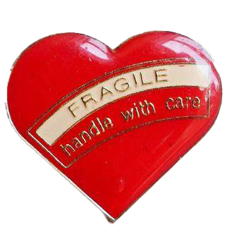 Lapel Pin Fragile, handle with care heart 