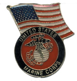Lapel Pin US Marines Corps w/American Flag 