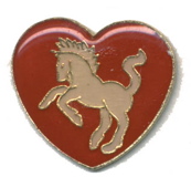 Lapel Pin Unicorn on Red Heart 
