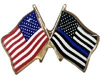 Lapel Pin USA & Blue Line Flag   