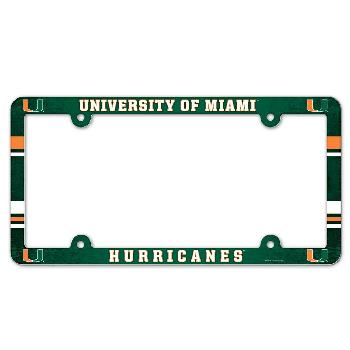 Plastic License Plate Frames Miami Hurricanes 