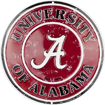 Metal Round Sign  Alabama Crimson Tide    