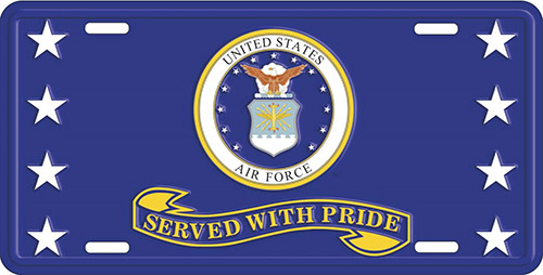 Metal License Plate Served With Pride AIR FORCE™