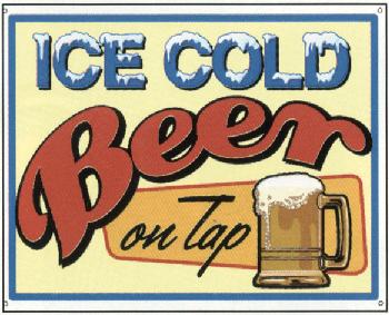 Tin Sign Ice Cold Beer on Tap