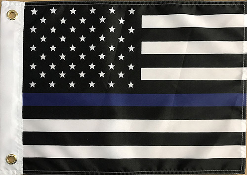 Boat Flag Screen Printed 12"x18"  USA Blue Line  210D Poly 