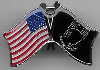 Lapel Pin Crossed American & POW Flags 
