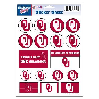 Die Cut Vinyl Sticker Sheet Oklahoma Sooners 