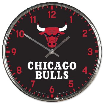 Chrome Wall Clock Chicago  Bulls