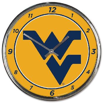 Chrome Wall Clock West Virginia Mountaineers   