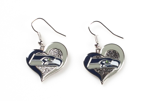 Earrings Swirl Heart Shaped Seattle Seahawks  