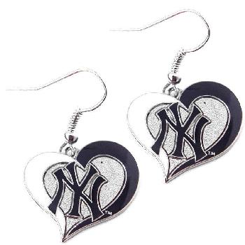Earrings Swirl Heart Shaped New York Yankees
