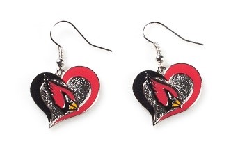 Earrings Swirl Heart Shaped Arizona Cardinals  