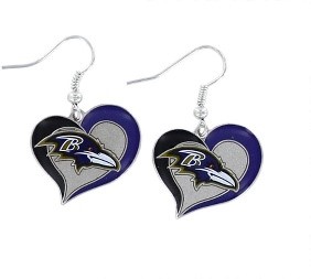 Earrings Swirl Heart Shaped Baltimore Ravens  