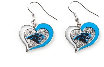 Earrings Swirl Heart Shaped Carolina Panthers  