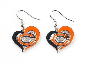 Earrings Swirl Heart Shaped Chicago Bears   