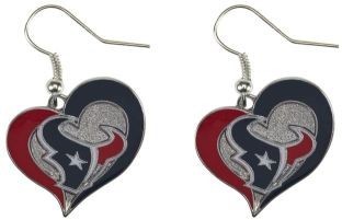 Earrings Swirl Heart Shaped Houston Texans  