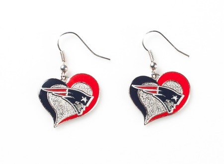 Earrings Swirl Heart Shaped New England Patriots  
