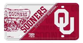 Split Design Metal License Plates  Oklahoma Sooners