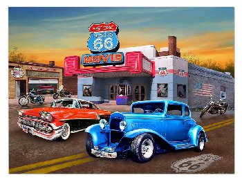 Metal Embossed Sign 12x17 Rolled Edge Route 66 Theater