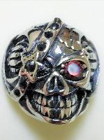 Rings Stainless Steel Biker w/Big Skull and Rhinestones
